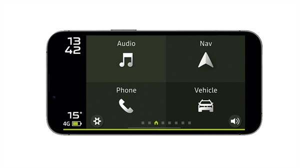 Sučelje Dacia Media Control aplikacije prikazano na pametnom telefonu s Android operativnim sustavom.