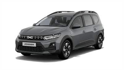 Vozilo Dacia Jogger prikazano je sprijeda na bijeloj pozadini.
