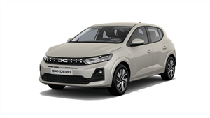 Vozilo Dacia Sandero prikazano sprijeda s lijeve strane bijele boje

