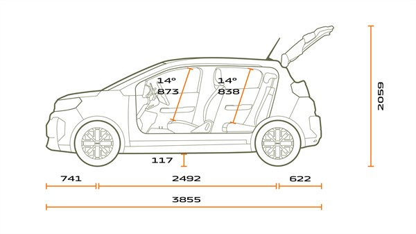 new Dacia Spring - dimensions