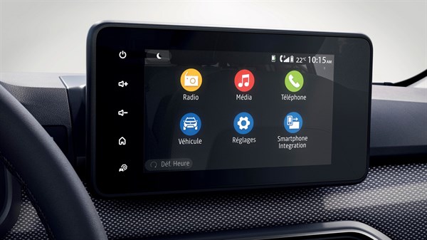 multimedijski zaslon s prikazom izbornika u vozilu Dacia Jogger